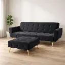 Sofá cama Esme con puff 210 cm en terciopelo