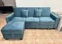 Sofá Cama con Chaise Longue con Arcón + Puff Luda