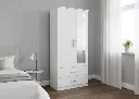 Armario de Dormitorio 2 Puertas 2 Cajones W, con Espejo 