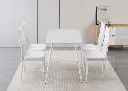 Conjunto de Mesa de Cristal Templado de 140 cm y 6 Sillas de Polipiel DT-63+6S