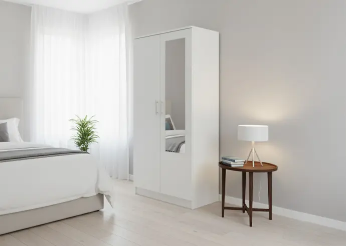 [W-01] Armario de Dormitorio W 2 Puertas, con Espejo 